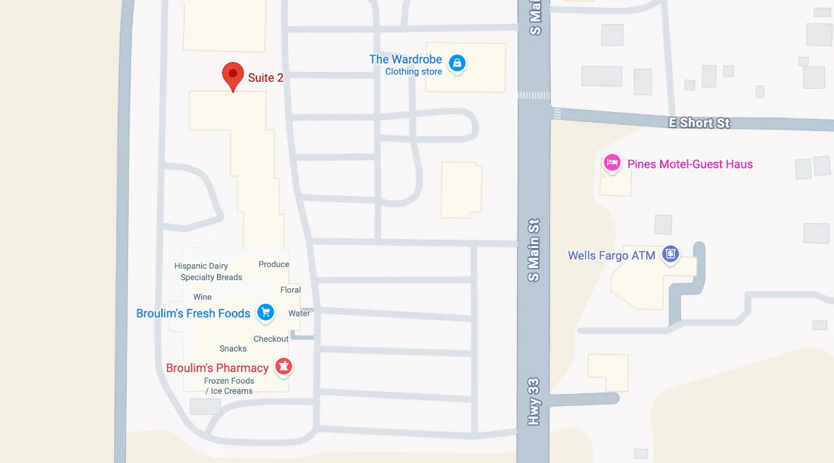 Map showing Driggs, Idaho clinic area